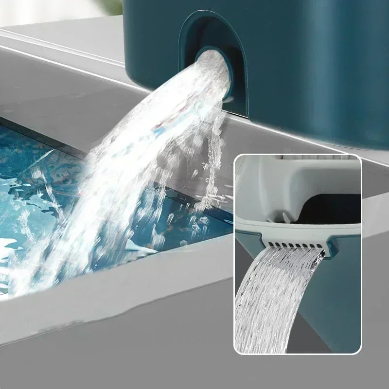 Juego De Fregona Y Cubo Piso Plano Herramienta Limpieza Cocina микрофибра Escurrible Mágico Escalable Sin Marca D