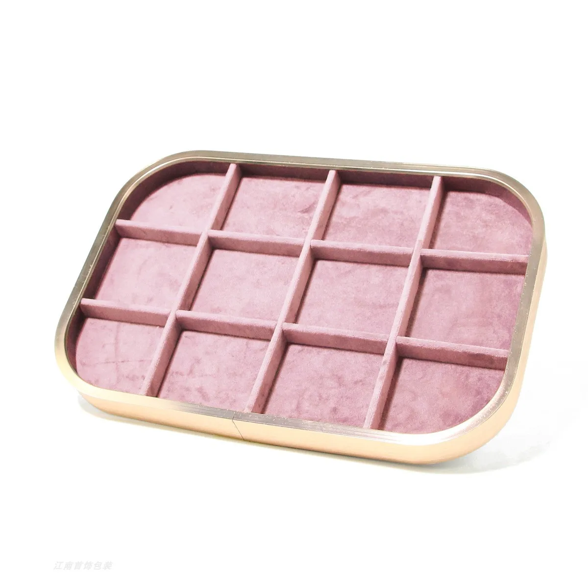 

Розовый металлический край премиум-класса внутри бархатного лотка для ювелирных изделий, ожерелье, кольцо, кулон, браслет, лоток для хранения