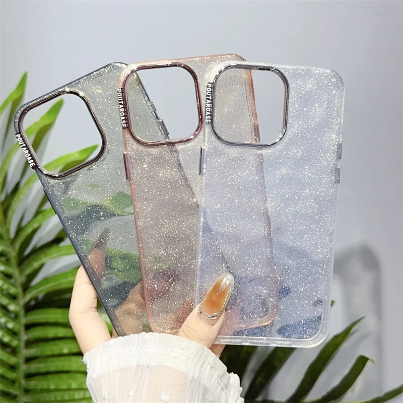 Прозрачный роскошный блестящий противоударный мягкий чехол jelleшеный с защитой