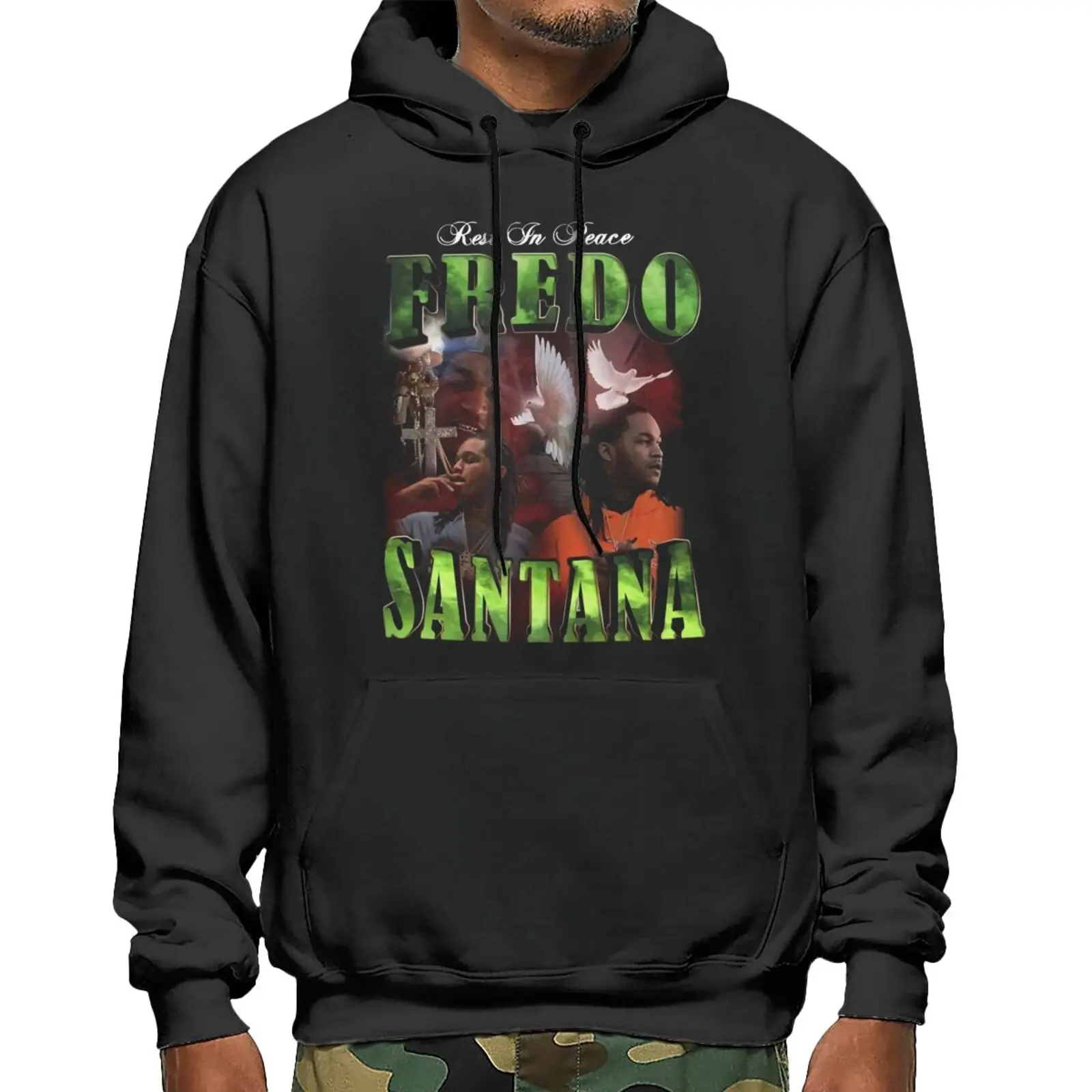 

Свитшот мужской в стиле оверсайз, толстовка с капюшоном, в стиле Fredo Santana Tribute Merch, худи в стиле Харадзюку