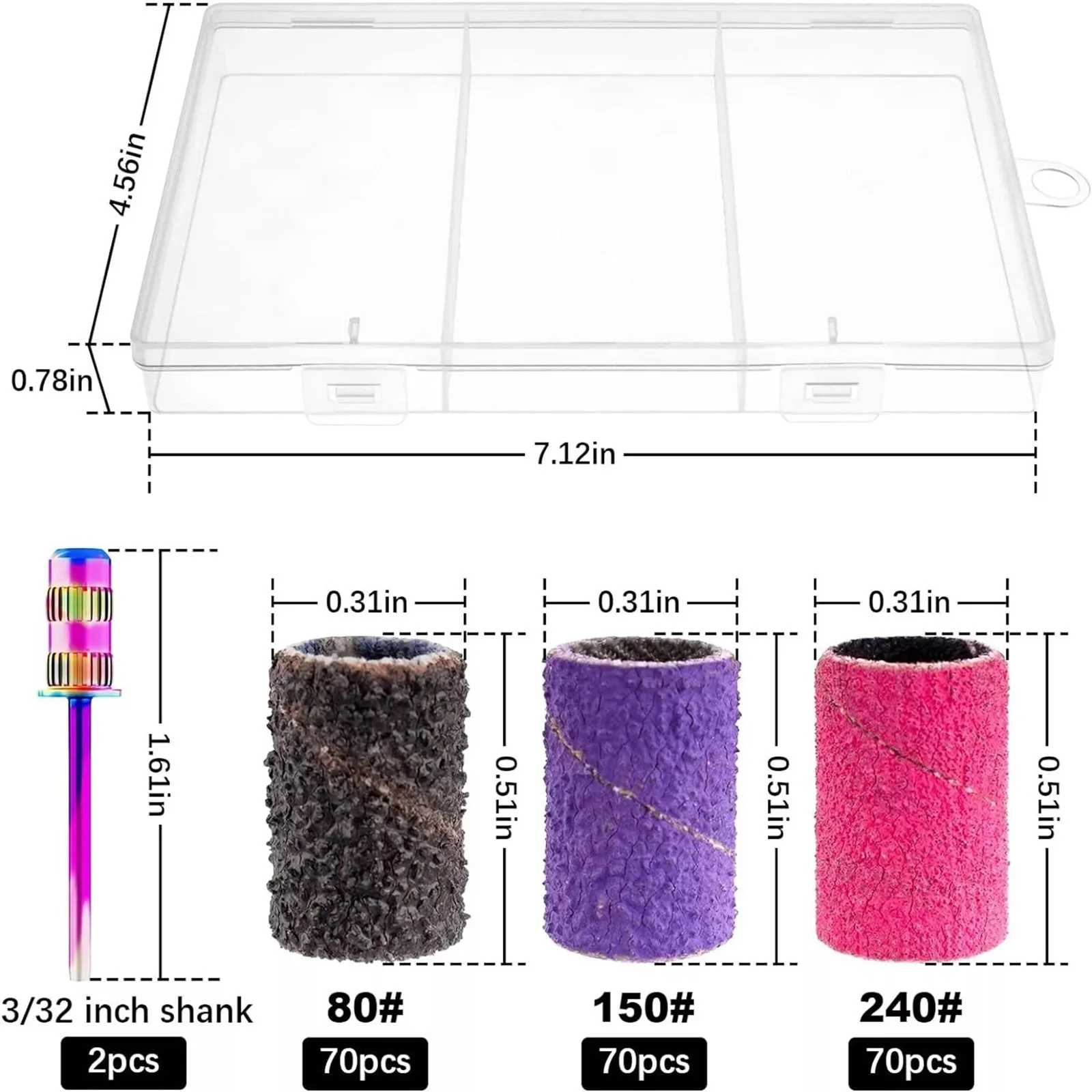 210 шт./лот шлифовальные ленты для ногтей сверла Аксессуары машинки маникюра