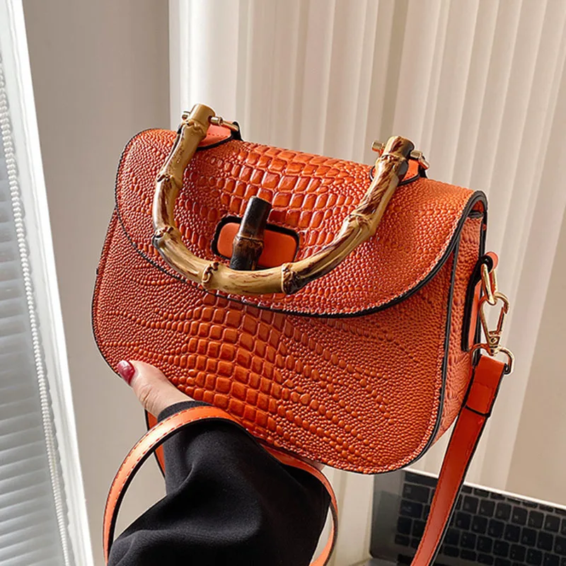 

Женская сумка-тоут из крокодиловой кожи, сумка-мессенджер через плечо, сумка на плечо, новинка 2022, белая Оранжевая женская сумка, клатч для в...