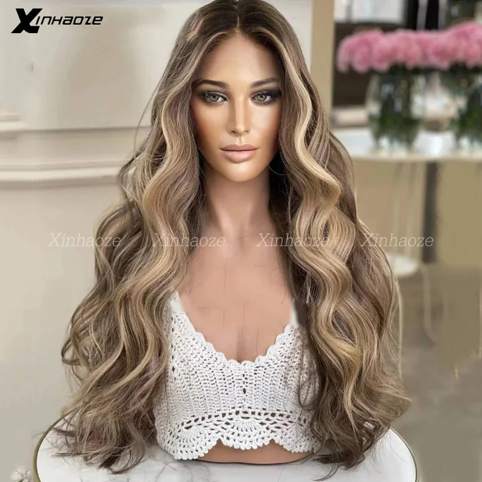 Блестящие прозрачные парики 13 × 4 6 светлые волнистые человеческие волосы