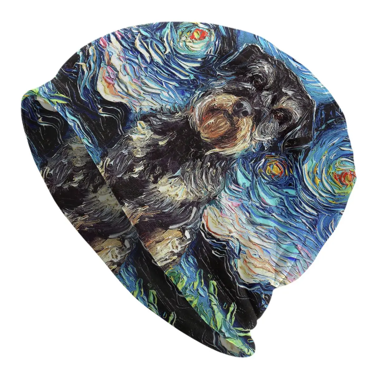 

Starry Night Schnoodle Skullies Beanies Caps For Men Women Unisex Outdoor Winter Warm Knitted Hat Adult Pet Dog Bonnet Hats