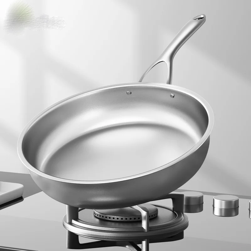 

Титановая сковорода для жарки, антипригарная сковорода 24/26 см, жареный горшок для стейка, китайский ВОК, кухонная посуда, подарок, электромагнитная печь