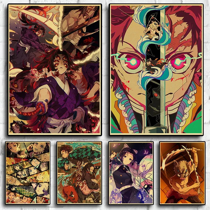 

Картина на холсте, японские классические аниме плакаты, искусство убийцы, украшение для дома, Ретро плакат, эстетический декор комнаты