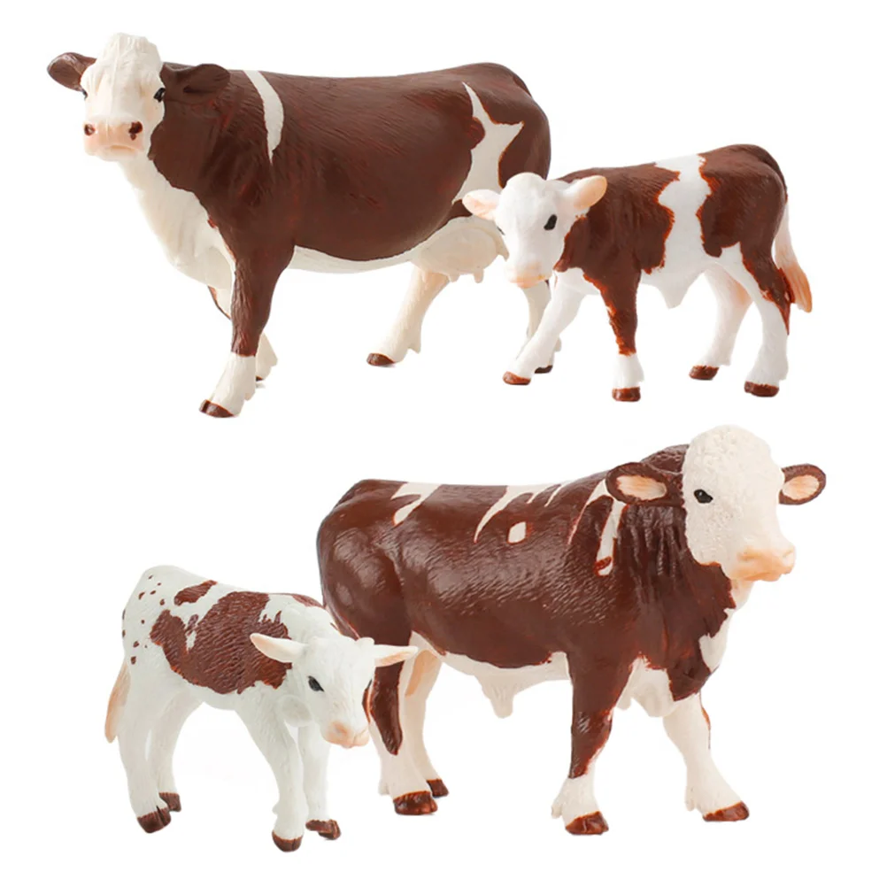 

4 PCS Macular Cow Model Gift Bag Set Ornaments Simulation Farm Animals Pvc Children Toy Kids