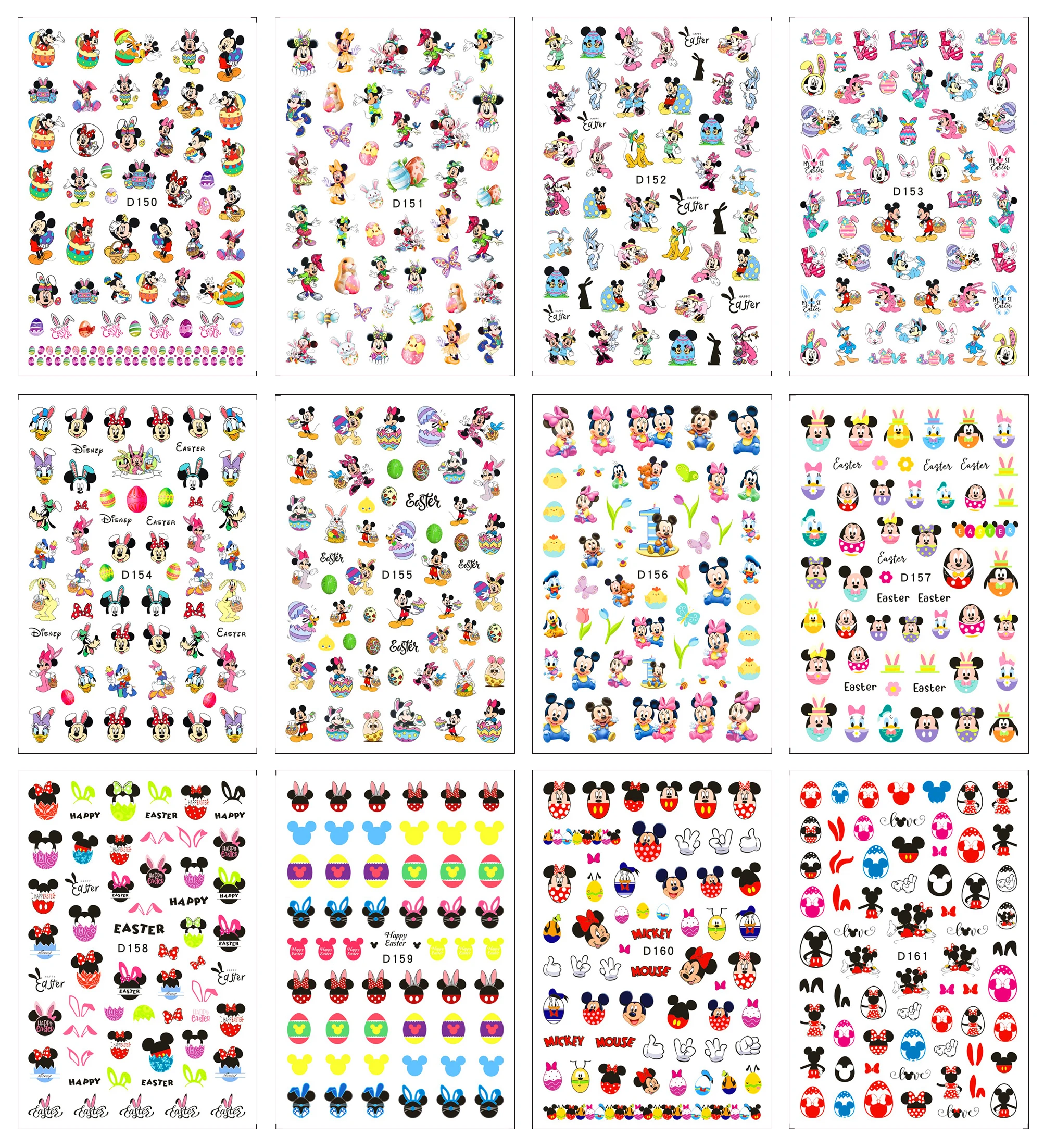 

1 шт., диснеевские новые наклейки для украшения ногтей, наклейки с Микки Маусом и Минни, 3D клейкие наклейки для ногтей, аксессуары для маникюр...