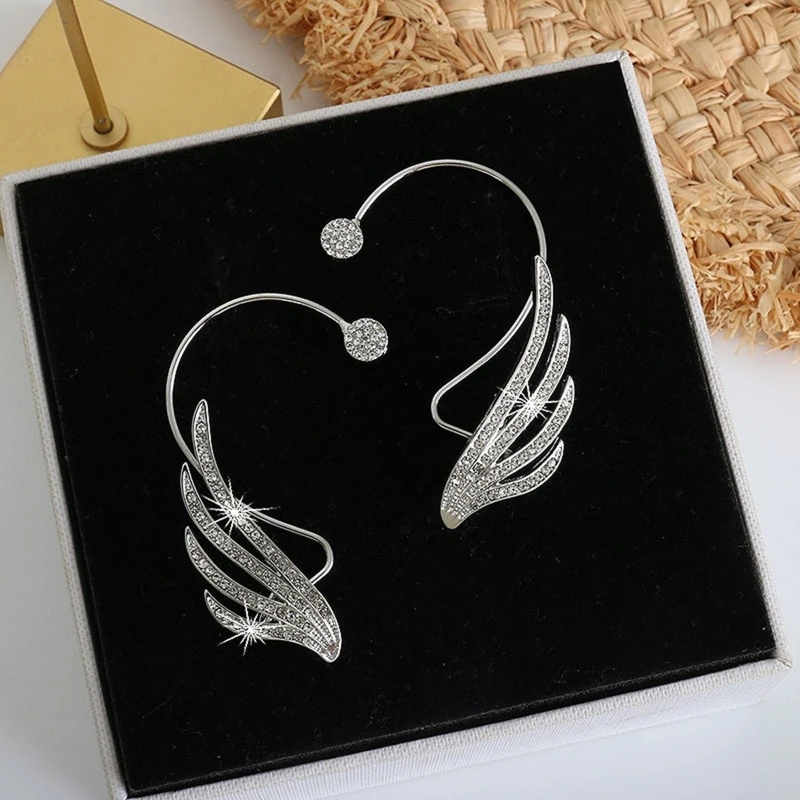 

Fashion Angel Wings Ear Cuff Earrings Rhinestone Climber Earrings Crystal Cuffs