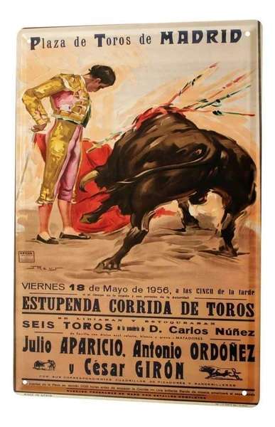 Cartel de estajo World Tour Madrid Bullfight torero cartel placa Metal 8x12 &quot 8*12&quot |