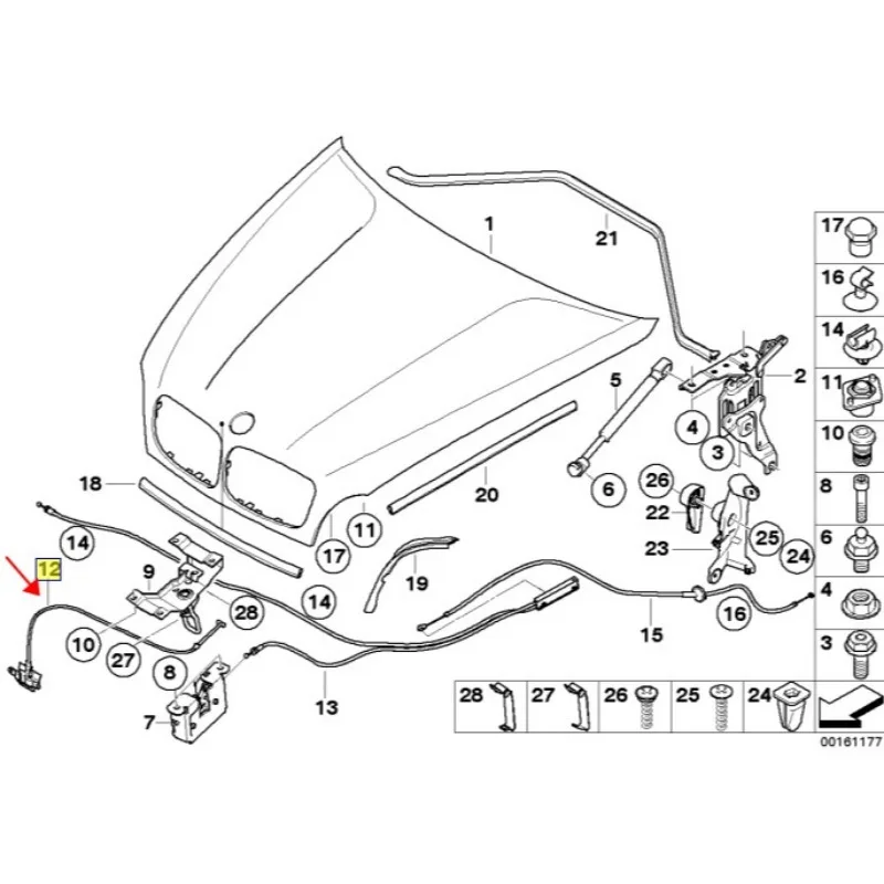 51237164798 Китайский новый оригинальный передний капот переключателя ручки капота