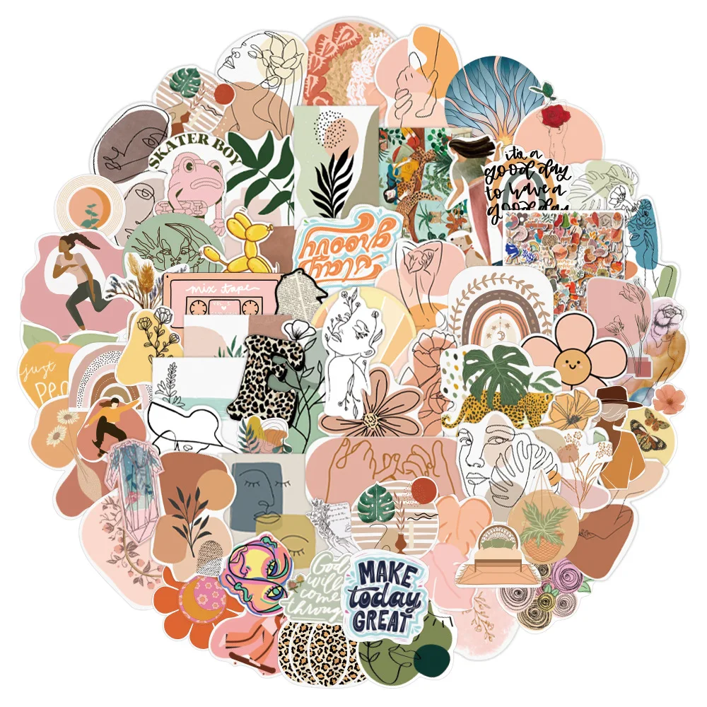 

50/100PCS Vintage Abstract Art Stickers Aesthetic for Laptop DIY Painting Laptop Car Phone Refrigerator Decal Sticker Kids Toy