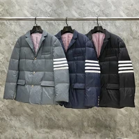 tb tnom mens winter jacket down jacket fashion brand suit down filled matte nylon 4 bar stripe notched wholesale warm tb coat
