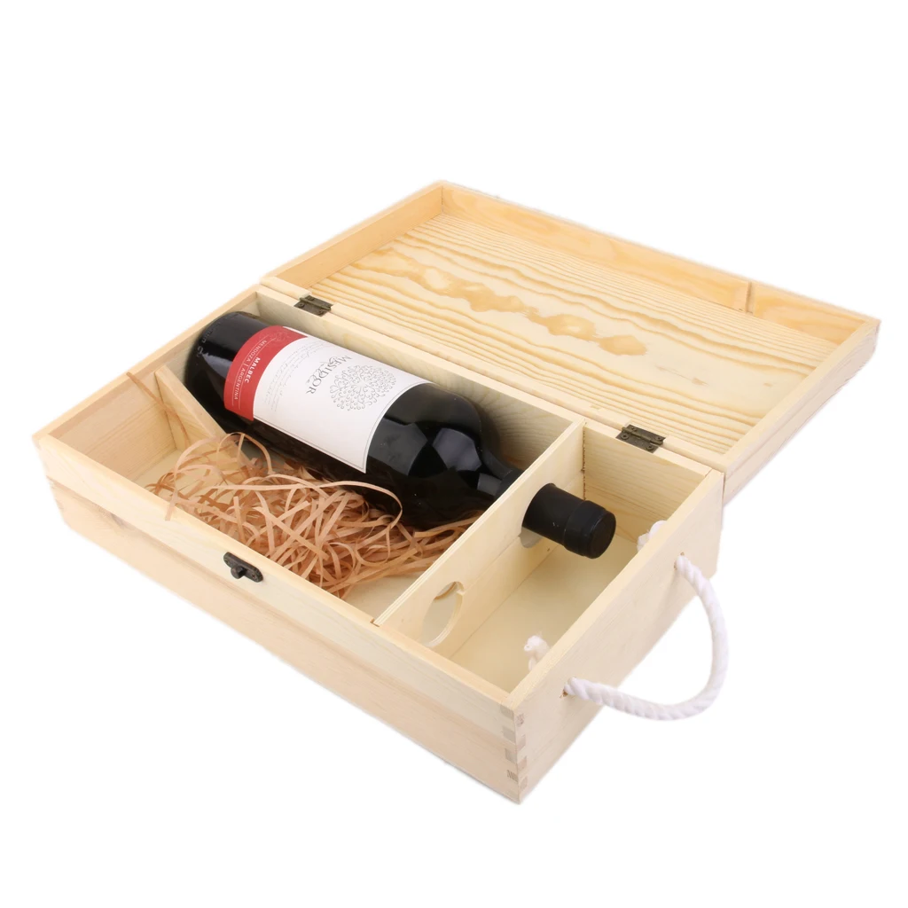 

35*19*10cm Dual Bottle Wood Wine Box Carrier Crate Case Best Gift Decoration