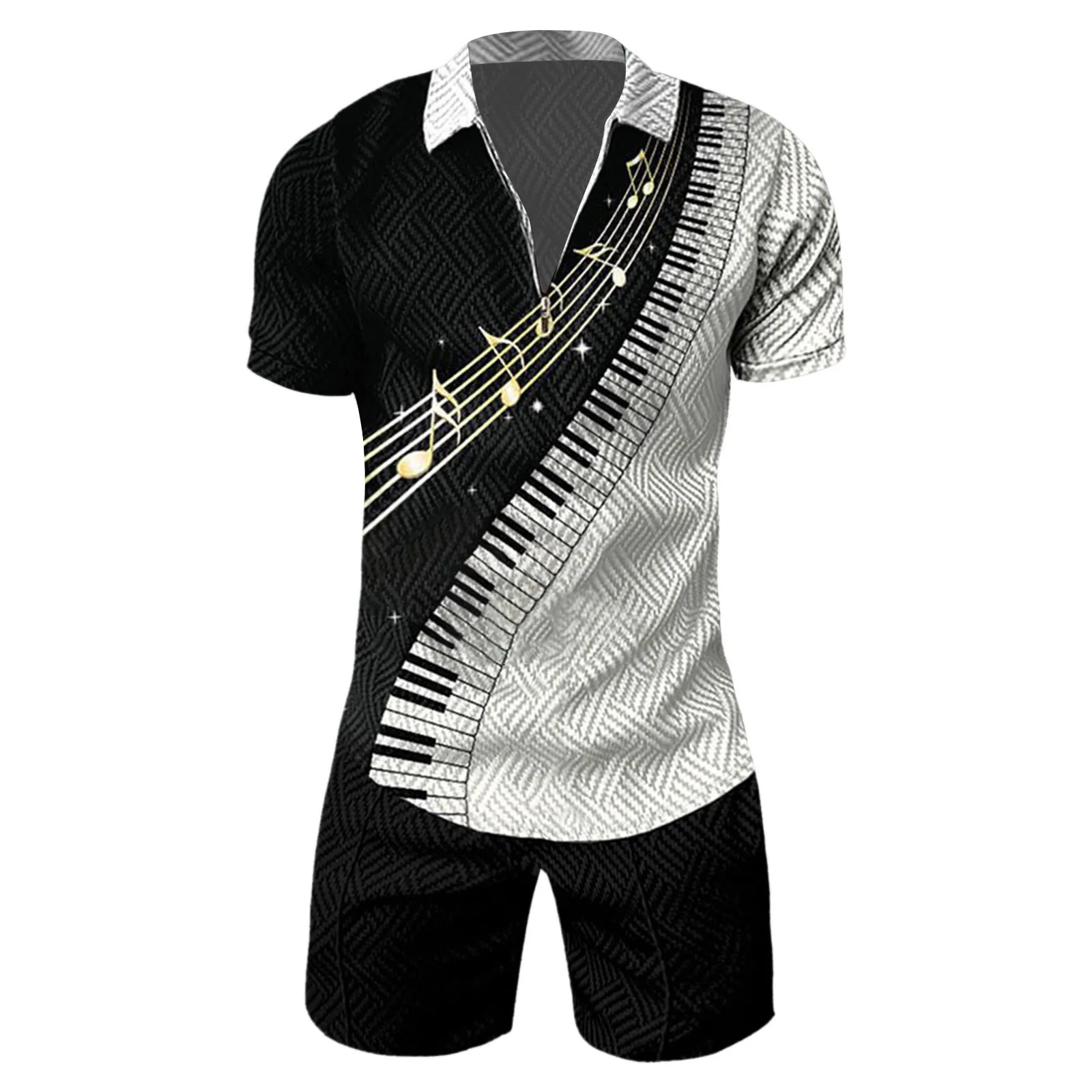 Men Stripe Print 2 Piece Suit Letter Print Polo Shirt Solid Color Quick Dry Shorts Male Set Ropa Hombre Streetwear Conjuntos