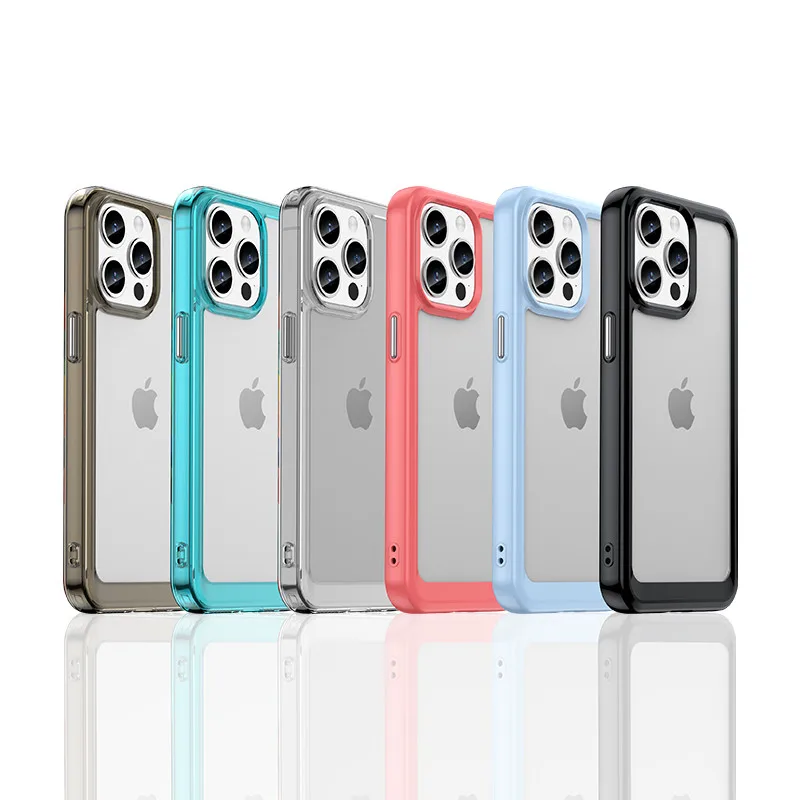 

For iPhone 15 Pro Max Case iPhone 15 Pro Max Cover Colorful Soft Edge Silicone Transparent Shockproof Bumper For iPhone 15 Pro