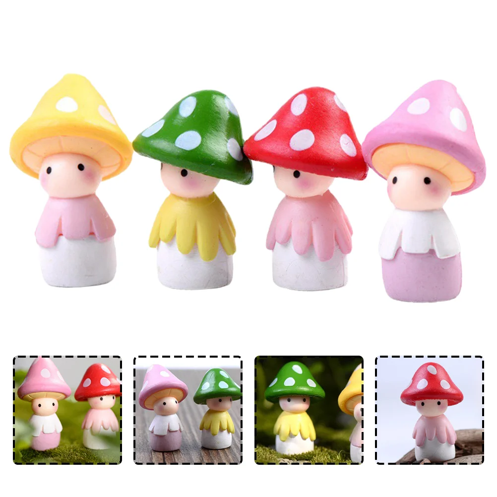 

4Pcs Miniature Mushroom Decors Mini Mushroom Ornaments Mushroom Figurines