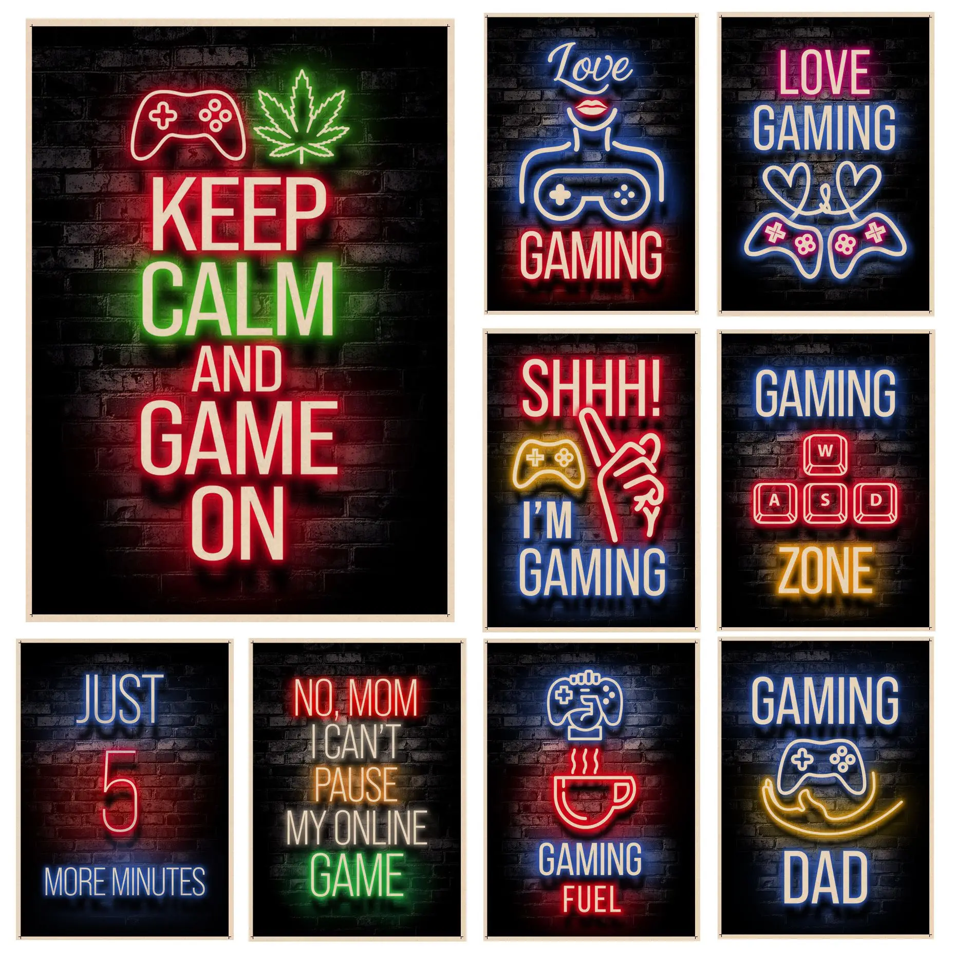 

Funny Game Quote DIY poster Wall Art Retro Posters for Home Kawaii room decor
