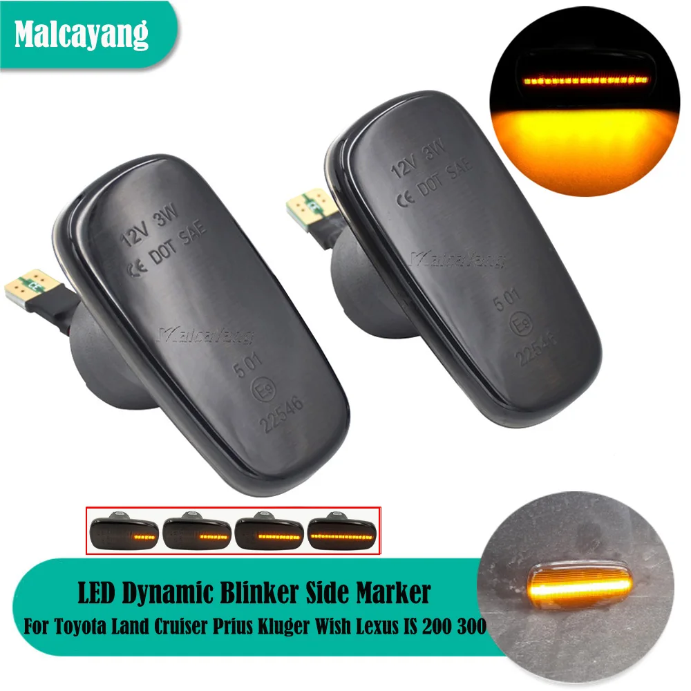 

2x LED Dynamic Blinker Side Marker Turn Signal Light For Toyota Land Cruiser Prius Kluger Wish Altezza Isis Lexus IS 200 300