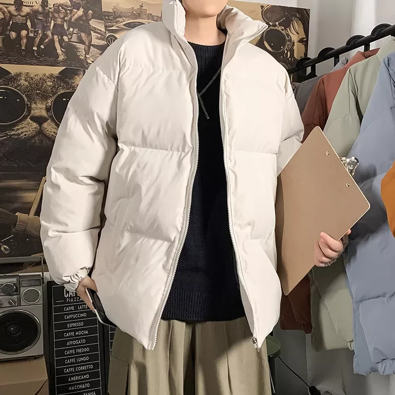 Men's Stand Collar Warm Thick Jacket Male Fashion Casual Parka Coat New Men Solid Color Parkas Quality