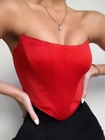 sexy sleeveless off shoulder satin corset crop tops women 2022 fashion backless bustier top solid vest female underwear casual