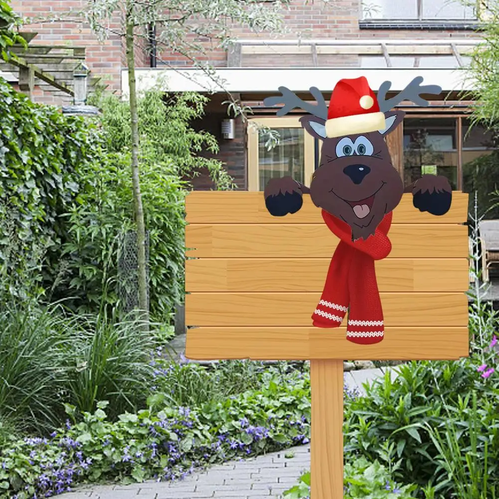 

Great High Durability Attractive Santa Claus Elk Sign Holiday Party Decoration Fence Ornament Fence Sign Ornament