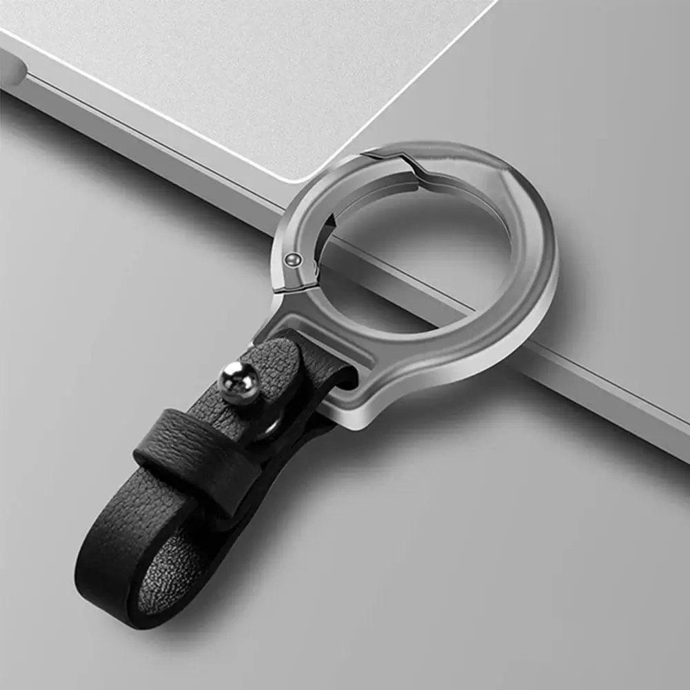 

Брелок для ключей из титанового сплава и воловьей кожи, портативный держатель для автомобильного ключа, маленькая Пряжка для поясного ремня, подарок для мужчин и женщин