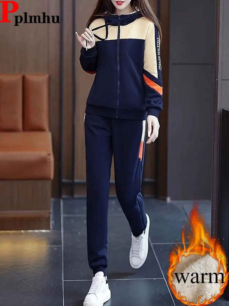 Корейский дизайн утепленная бархатная подкладка комплект из 2 предметов женский