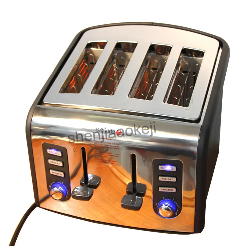 220v 4 Slices Stainless Steel Toaster Automatic Toaster Electric Oven Toaster Breakfast Machine Baking Heating Bread Machine 1pc