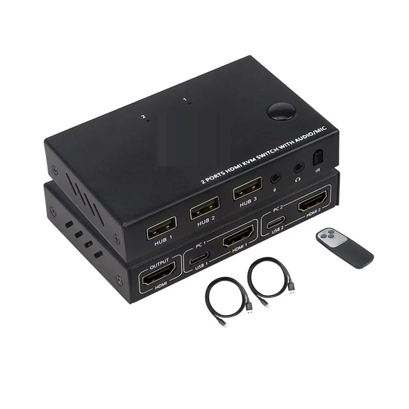 2 Port HDMI-compatible KVM Switch 4K HDMI-compatible USB KVM Switch 2 In1 Out Switch KVM for Mouse Keyboard Printer PC enlarge