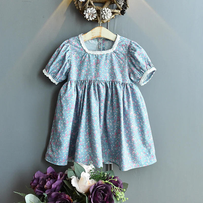 

Toddler Kids Dress for Girls Clothing 2022 Summer New Fashion Puff Sleeve Floral Princess Dress Children Casual Wear 1-6Years