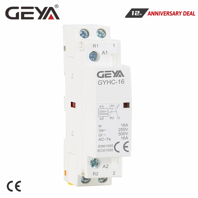 

Free Shipping GEYA 2P 16A 1NO1NC & 2NO & 2NC Household AC Modular Contactor 220V 230V Automatic Contactor Din Rail Type