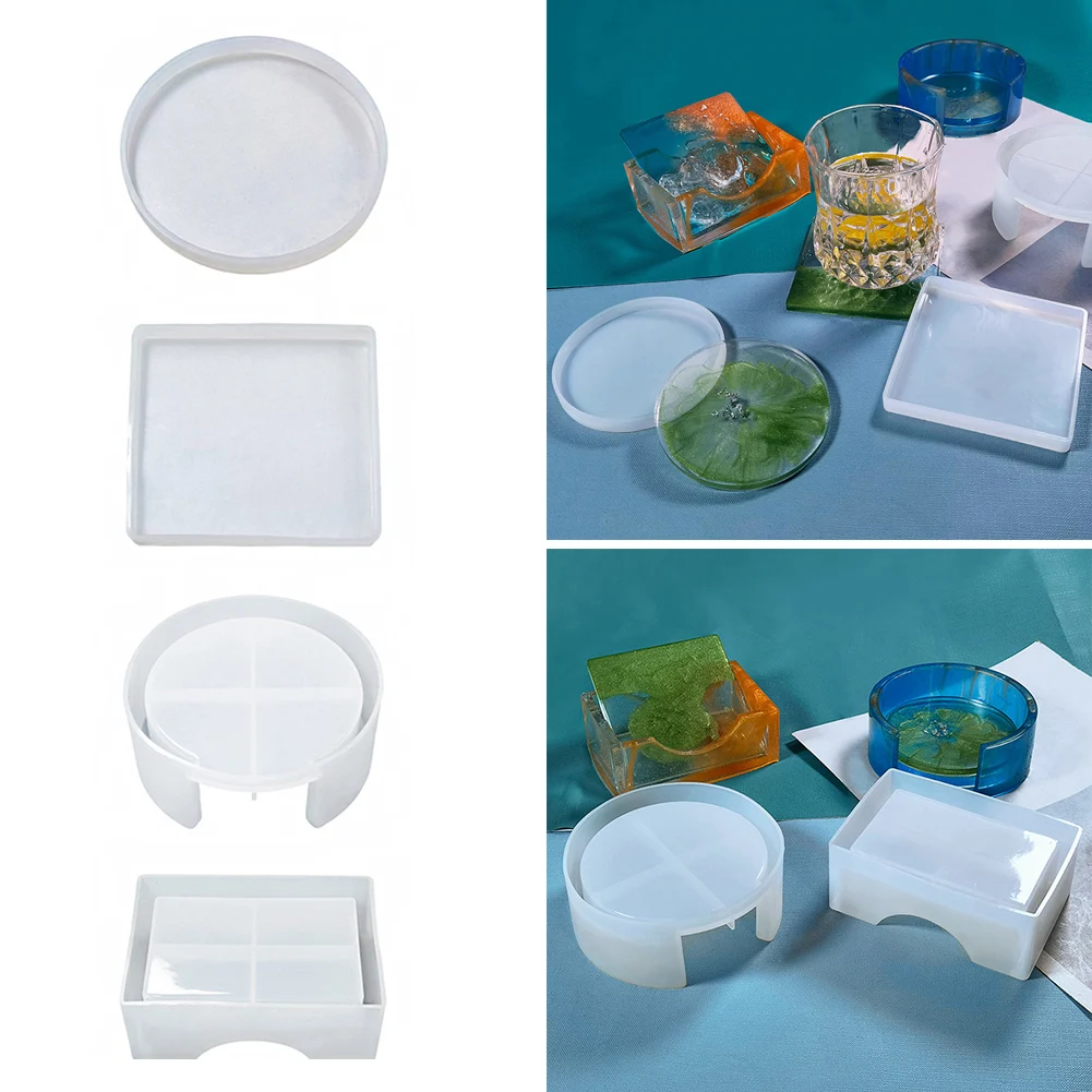 

Coaster Resin Molds Round Container Silicone Mould Cups Mats Diy Epoxy Resin Mold Coaster Storage Box Crafts Making Home Decor