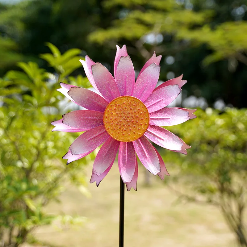 

French Garden Windmill Yard Decoration Iron Flowers Courtyard Layout Gardening Floor Metal Landscaping Spinner Toy Outdoor Decor
