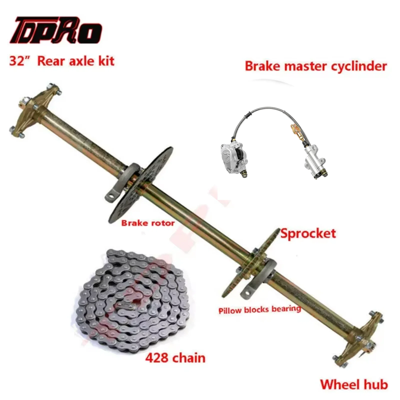 32-дюймовый комплект задней оси для картинга ATV вал + ступица цепь главный