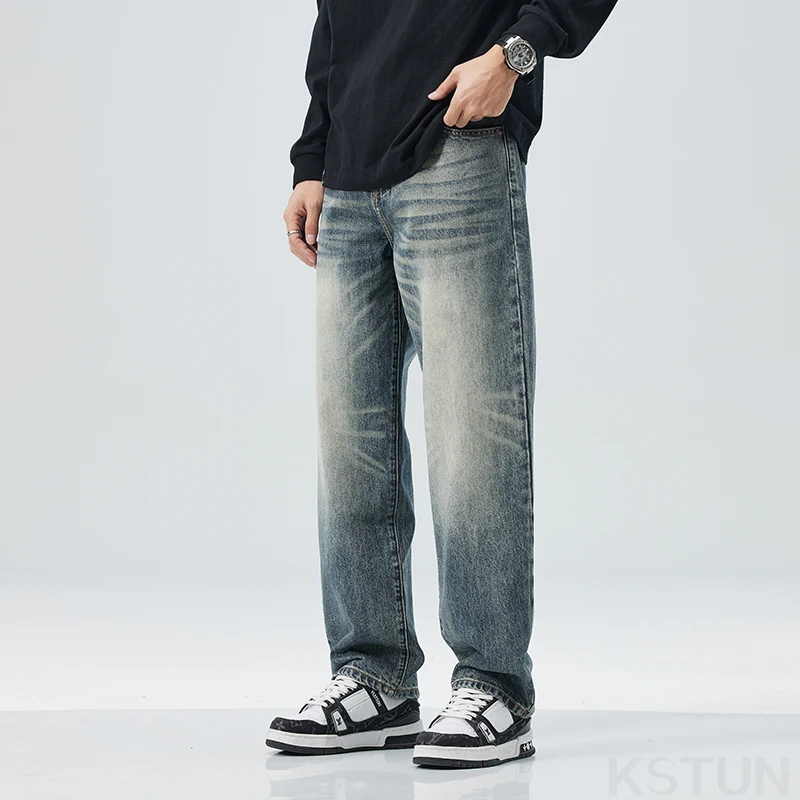 Широкие брюки мужские мешковатые джинсы свободная уличная одежда повседневные