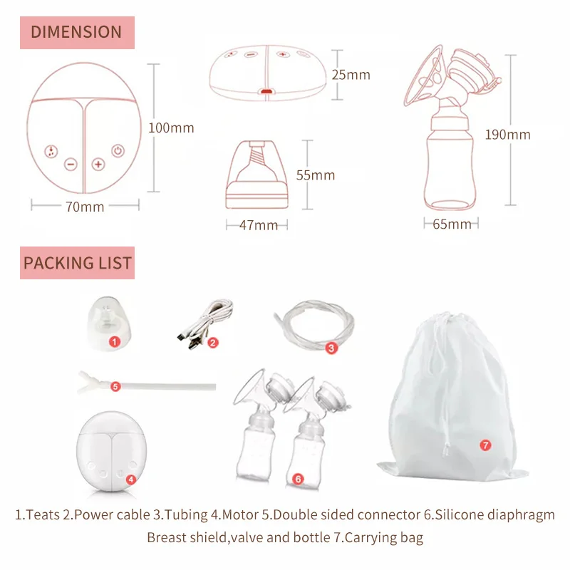 Electric Breast Pump Electric Breast Milk Extractor USB Powered with Baby Milk Bottle Baby Powerful Breast Feeding Accessories