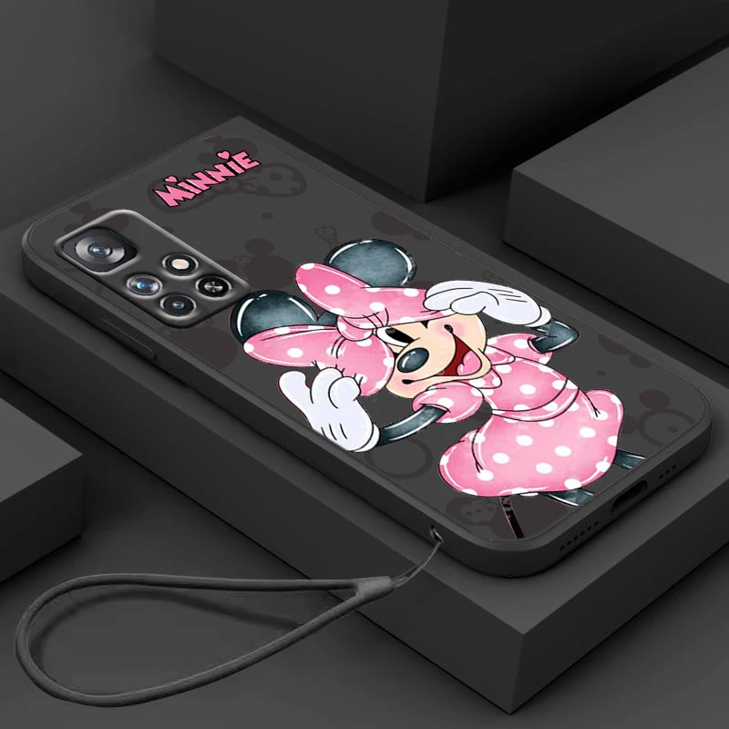 

Minnie Mickey Love Pink For Redmi K60 K50 K40 K30 K20 10C X 9C T AT A 8A 7A Gaming Pro Plus Liquid Rope Silicone Phone Case