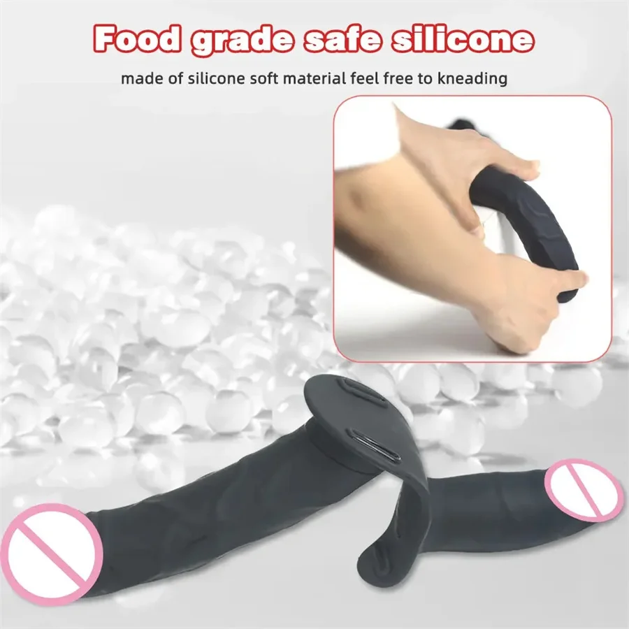 Носимый электрический страпон фаллоимитатор вибратор с двойной головкой