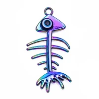 5pcslot fashion cool rainbow color fish bone charms alloy pendant for necklace earrings bracelet jewelry making diy accessories