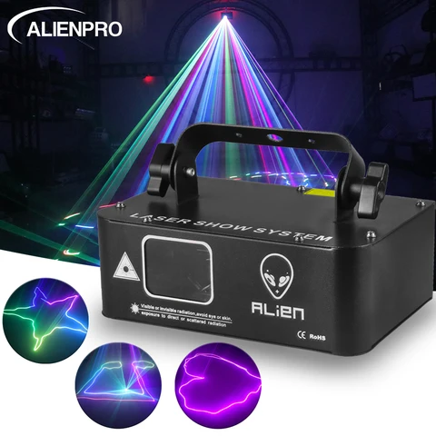 ALIEN 500 МВт RGB лазерный луч, линейный сканер, проектор для диджея, дискотеки, сценическое освещение, эффекты танцев, вечеринки, свадьбы, праздника, бара, клуба, DMX Освещение