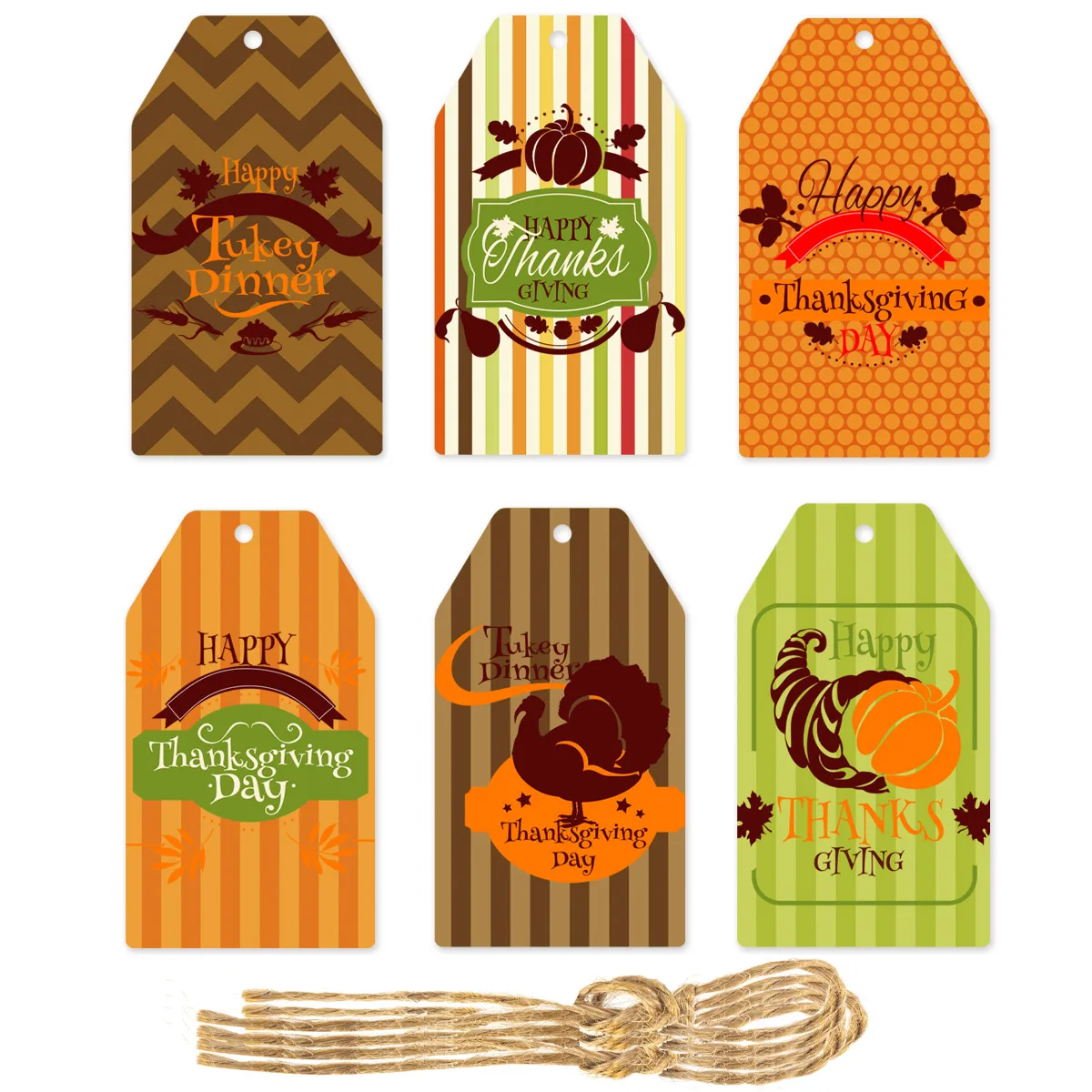 

6PCS Thanksgiving Day Turkey maple leaf pumpkin Paper Gift Labels With Rope Labels Gift Decoration Thanksgiving Day decorations