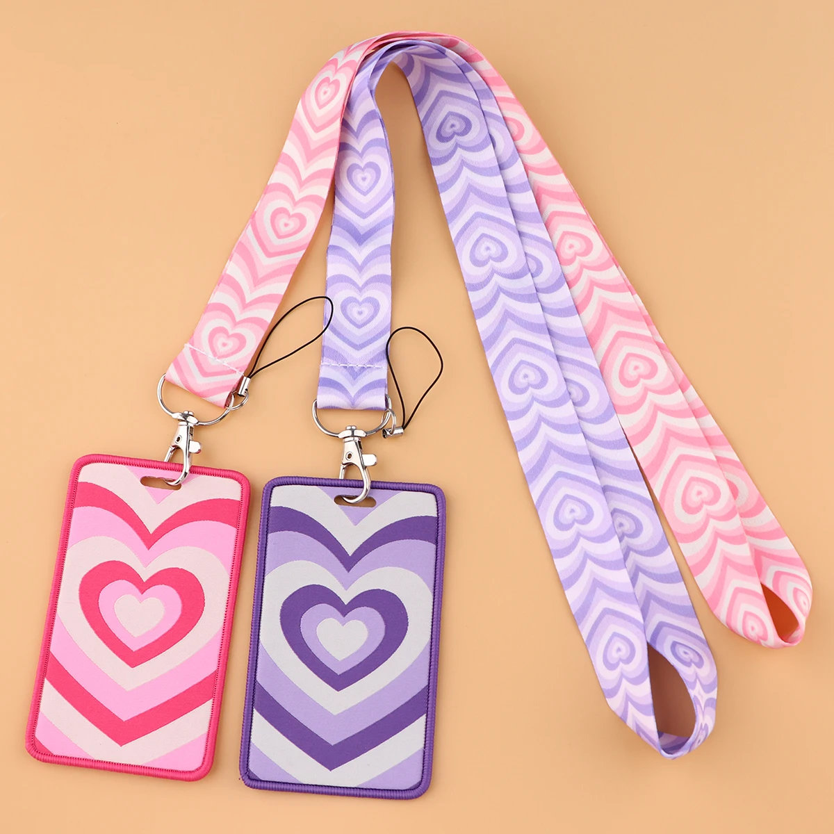 

Purple Love Embroidery Badge Holder Lanyard ID Card Holder Cell Phone Strap Badge Holder DIY Hanging Rope Neckband Accessories