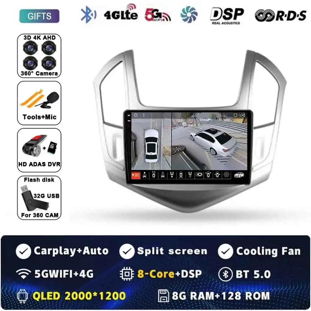 

2K для Chevrolet Cruze J300 J308 2012-2015 Автомобильный радиоприемник Мультимедийный видеоплеер Навигационный стерео GPS Android 15 Без 2din 2 din dv