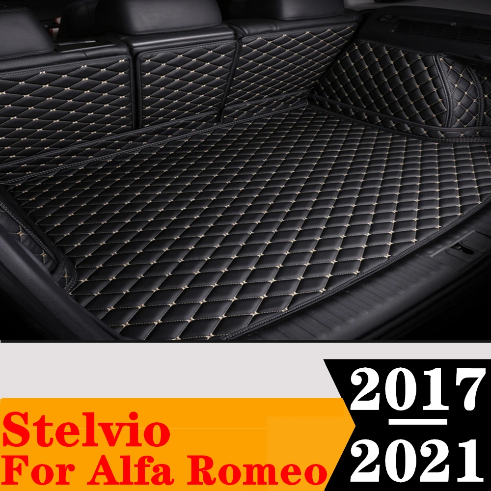 

Sinjayer Waterproof Highly Covered Car Trunk Mat Tail Boot Pad Carpet High Side Rear Cargo Liner For Alfa Romeo Stelvio 2017-21