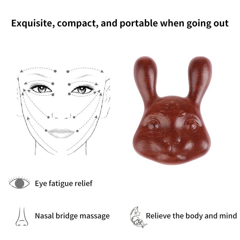 

1Pcs Sandalwood Meridian Massage Nasal Bridge Massager Relieve Rhinitis Rabbit Shape Promote Blood Circulation Acupoint Massage