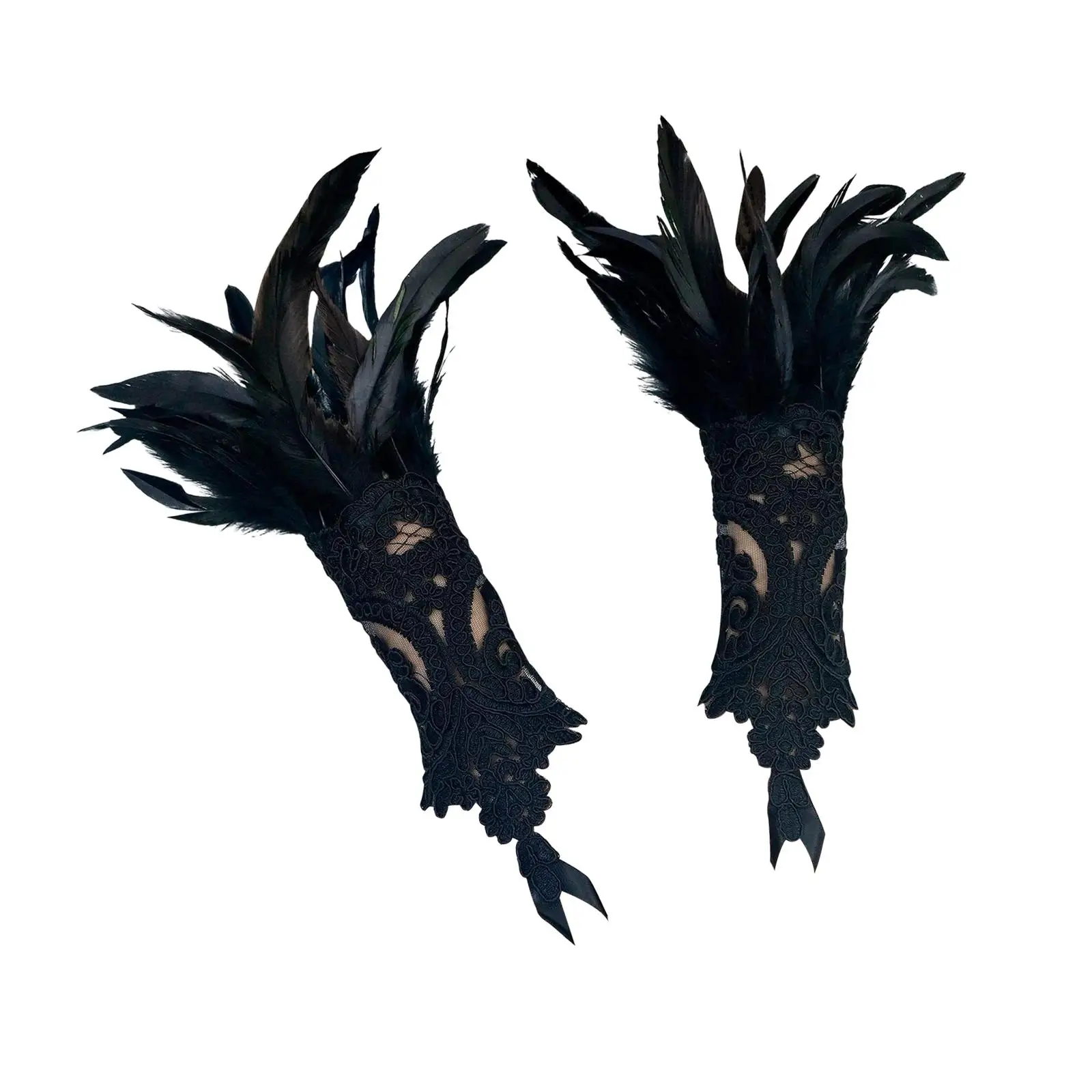 

Punk Gothic Gloves Wristband Feather Wrist Cuff for Prom Cosplay