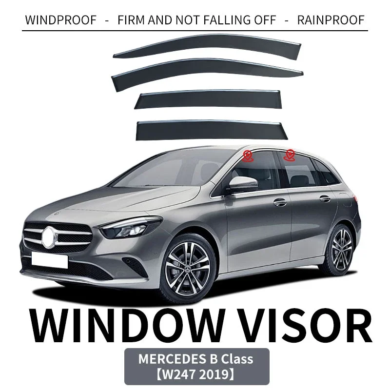 Фото Подходит для Benz B Class HB180 B200 B260 2020-2023 W247 12-18 W246 ДВЕРНЫЙ козырек, навесы, навесы, ветрозащитный дефлектор от солнца и дождя №1