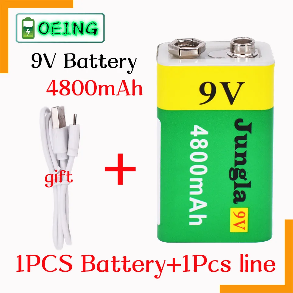

2021 High capacity USB Battery 9V 4800mAh Li-ion Rechargeable Battery USB lithium battery for Toy Remote Control drop shipping