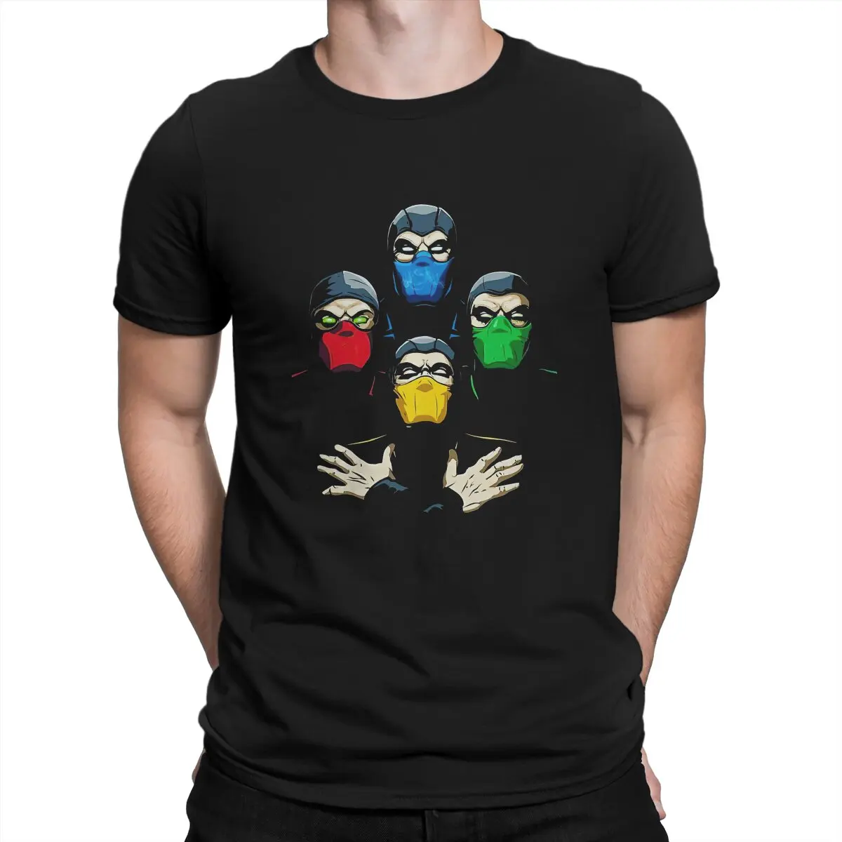 

The Four Legendary Ninjas Mortal Kombat Men T Shirt Fibre Graphic Crewneck Polyester TShirt Harajuku